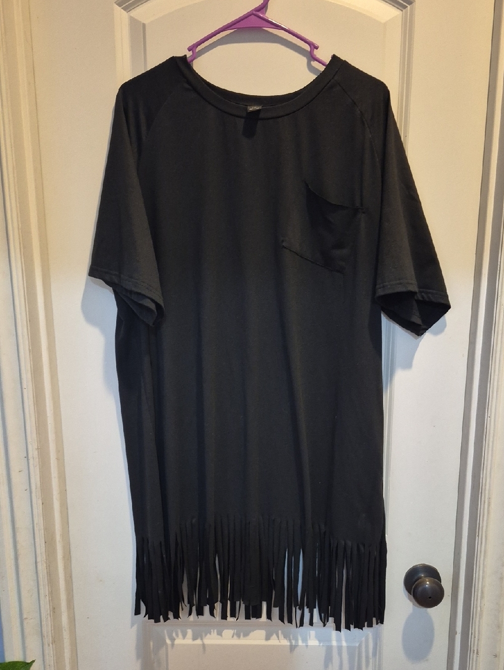 SHEIN Black Fringe Swim Coverup Tunic